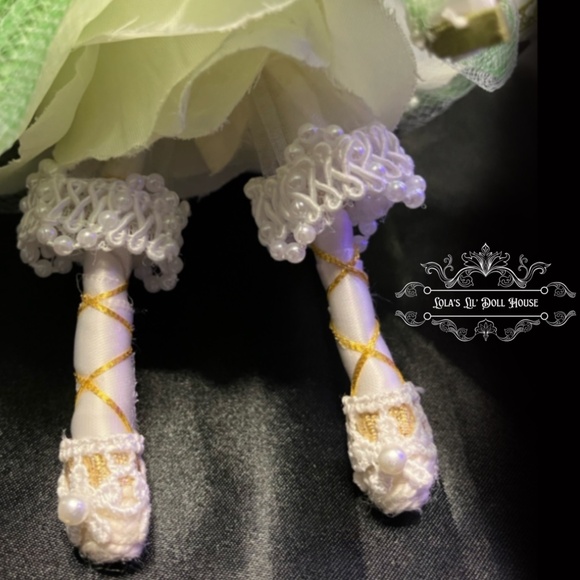 *SOLD* Flower Fairy Doll Puppet OOAK Sculpted Green Forest White Angel Sprite - Picture 4 of 15